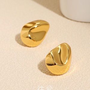 Minimalism french style gold-plated brass earrings